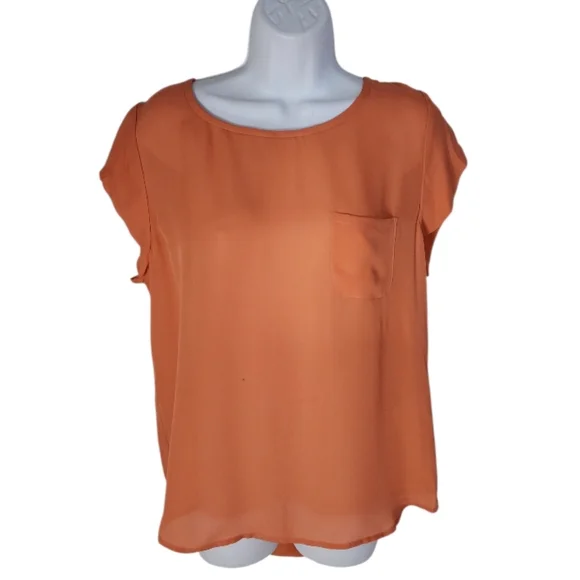 Joie Rancher Silk Pocket Vibrant Coral Top NWT Women's L - Picture 3 of 10